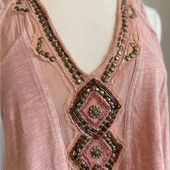 Free People Embroidered Salmon Sleeveless Top - Picture 3 of 4